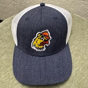 Blue and White Trucker Hat with Embroidered Logo